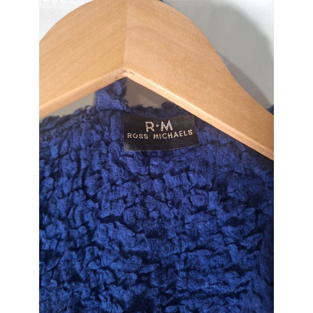 Ross Michaels Mens Luxury Plush Robe Big Tall Navy Blue Hooded‎ Tie Belt - Picture 3 of 4